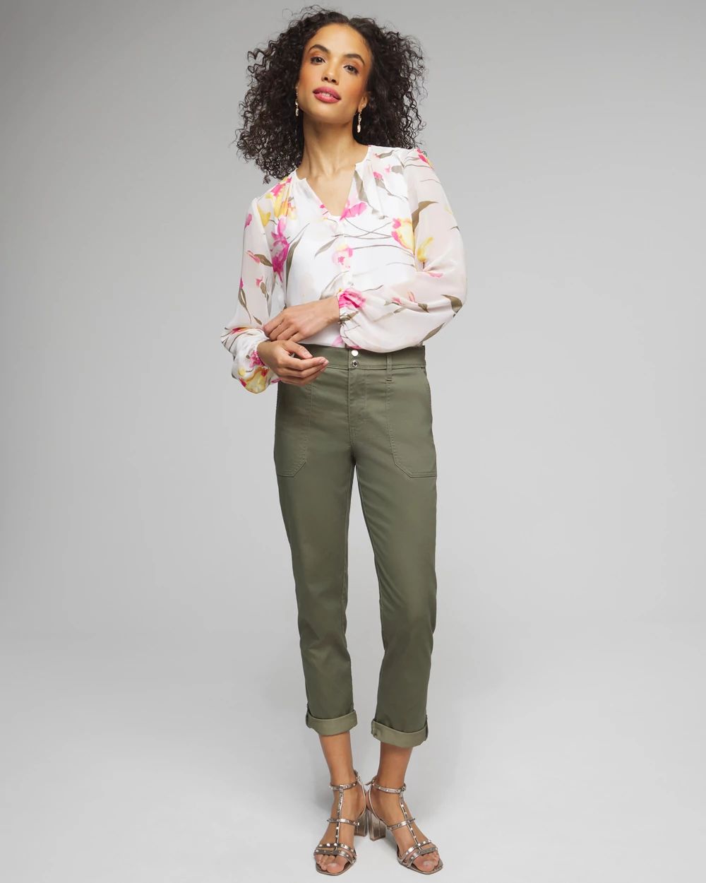 Outlet WHBM Mid Rise Utility Crop Pants